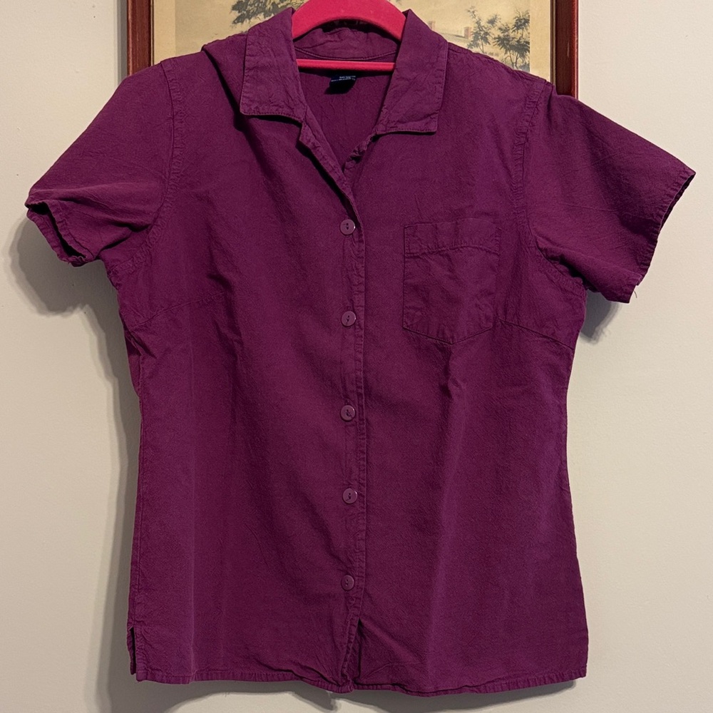Basic Edition Purple Button-Up Short Sleeve Shirt